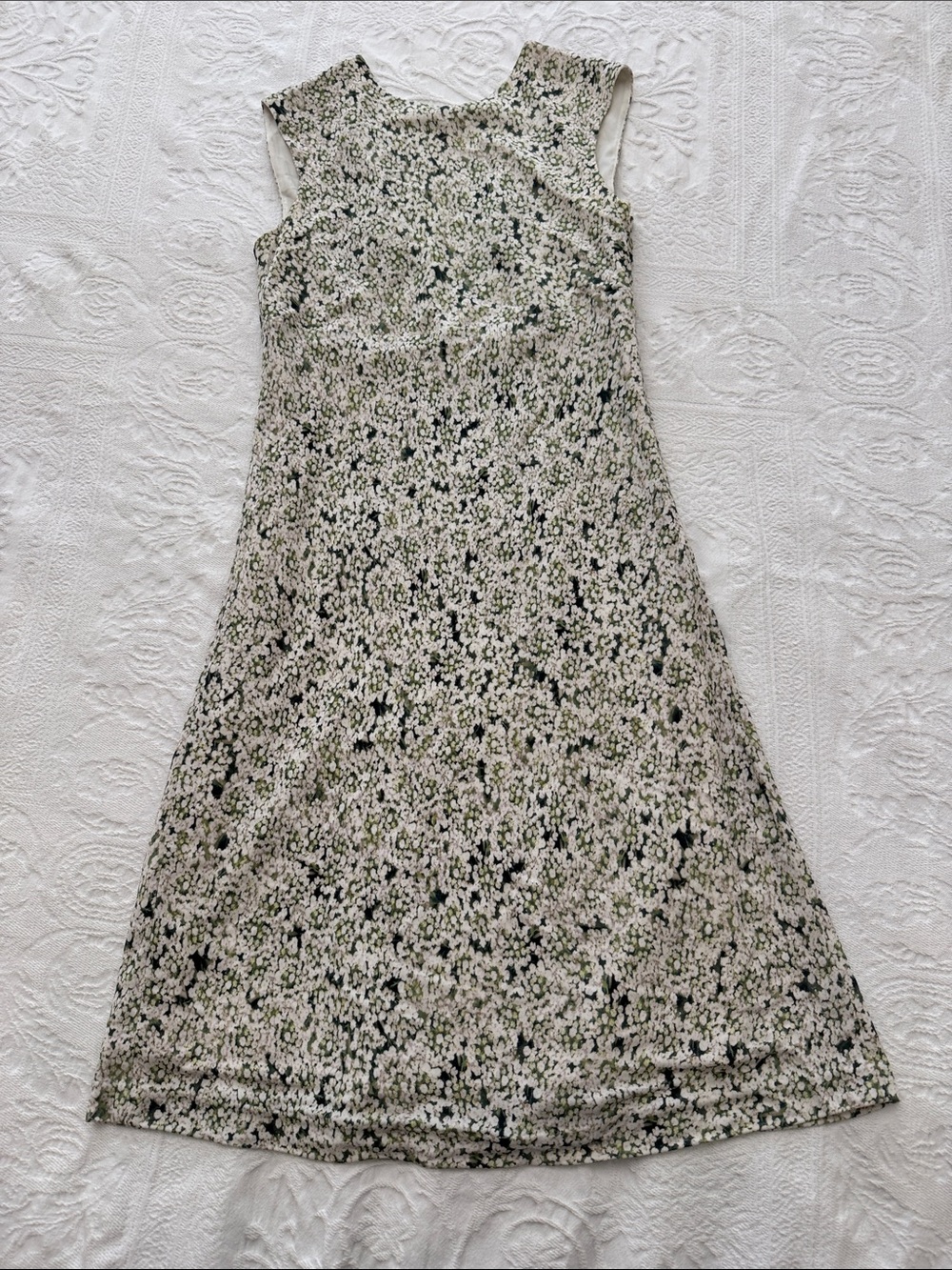 Tory Burch Sleeveless Floral Midi Dress in Ivory and Green